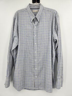 Rye 51 Long Sleeve Button Front Shirt Mens Size XL The Flannery Blue Gray Plaid